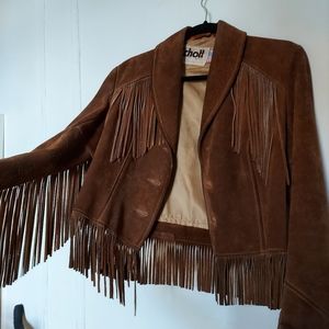 100% vintage Suede leather frilly jacket